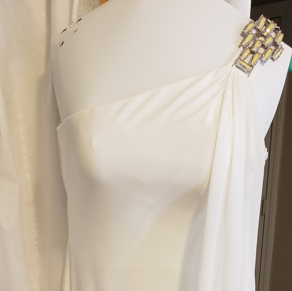 1 shoulder gown, 1 use, been dry cleaned 11/5/19!